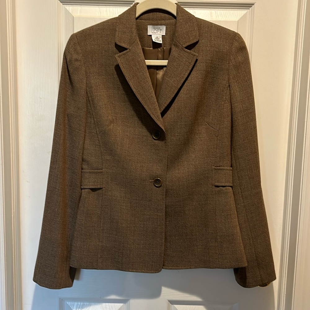Ann Taylor Loft skirt suit brown wool